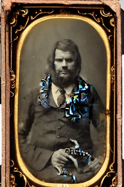 Prompt: a tintype photo portrait of a man with an octopus for a head, highly detailed, 5 0 0 px, sharp focus