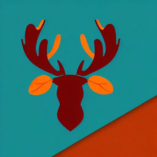 Image similar to an orange moose logo with maple leaf antlers, graphic design, logo