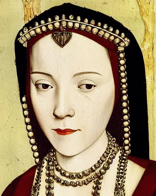 “Anne Boleyn in modern times, painting by Hans Holbein” | Stable Diffusion