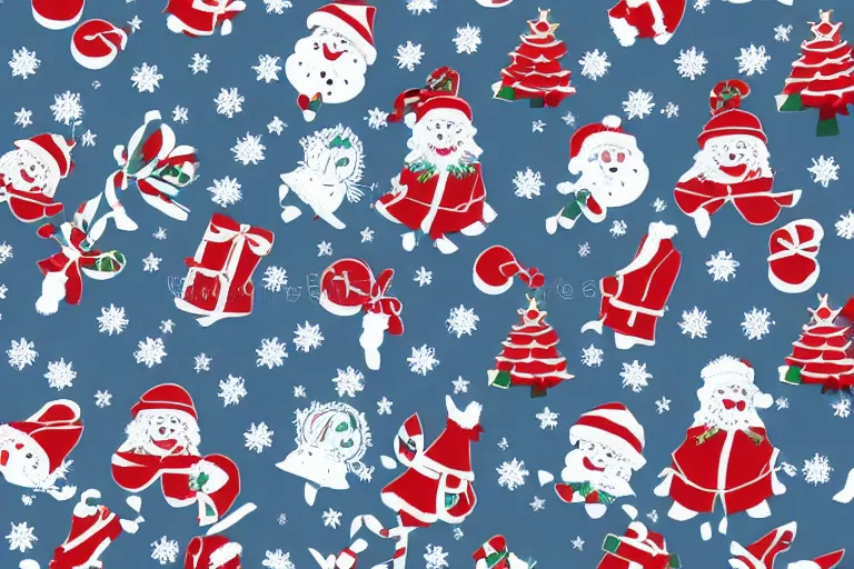 Image similar to a wrapping paper pattern with christmas print, illustration