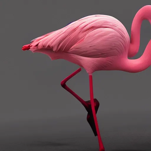 Prompt: Norwegian man riding flamingo unreal engine Lars Lerin