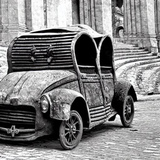 Image similar to a car from ancient Rome