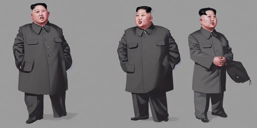 Image similar to kim jong un, character sheet, concept design, contrast, kim jung gi, greg rutkowski, zabrocki, karlkka, jayison devadas, trending on artstation, 8 k, ultra wide angle, pincushion lens effect