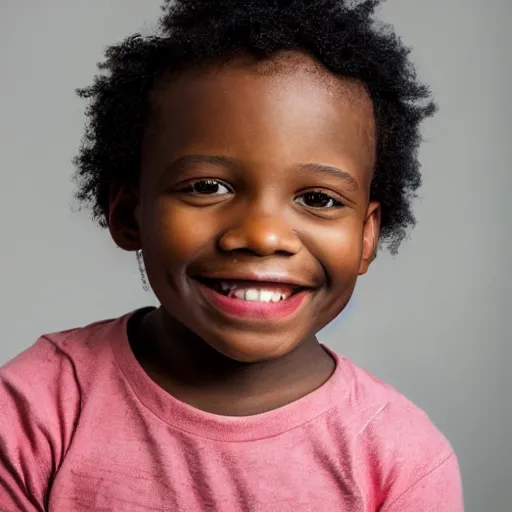 Image similar to portrait of a black boy smiling, studio portrait