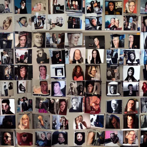 Prompt: photograph of a wall filled with hundreds of celebrity photographs