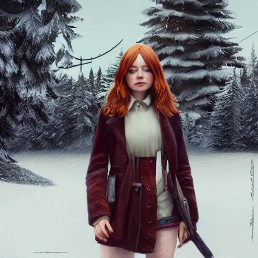 Image similar to emma stone in russian village, max masnyy, jakub gazmercik, beeple, patrick faulwetter, heavenlydaemonic, trending on artstation