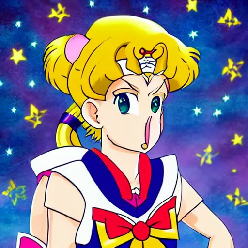 Image similar to a portrait of sailor moon as a human