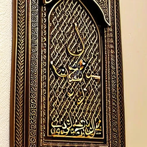 Prompt: gorgeous ornated bronze realistic detailed makkah city wall decoration with filigree, islamic