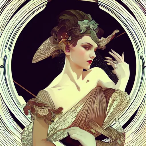 Image similar to art deco vector pattern, elegant, intricate, digital painting, smooth, sharp focus, illustration, art by artgerm and greg rutkowski and alphonse mucha