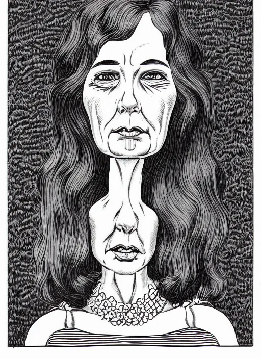 Image similar to portrait of a beautiful woman by basil wolverton and robert crumb