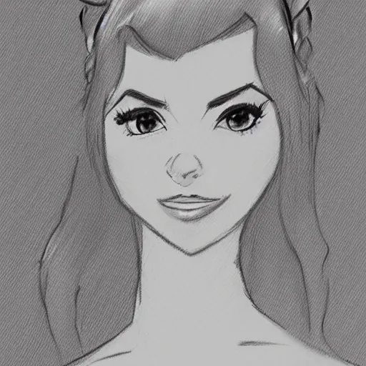 Image similar to milt kahl sketch of victoria justice with tendrils hair style as princess padme from star wars episode 3