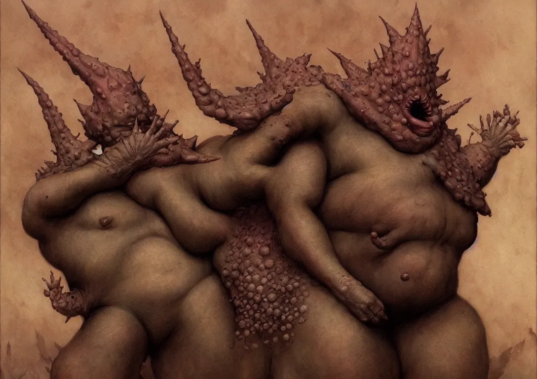 Image similar to patrick star in the style of wayne barlowe, gustav moreau, goward, bussiere, roberto ferri, santiago caruso, luis ricardo falero, frazetta