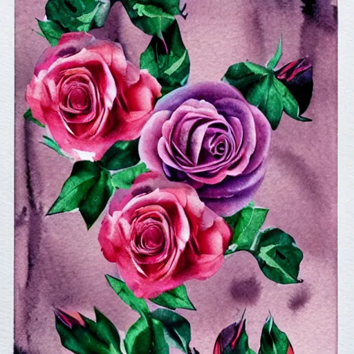 Prompt: watercolor gothic roses