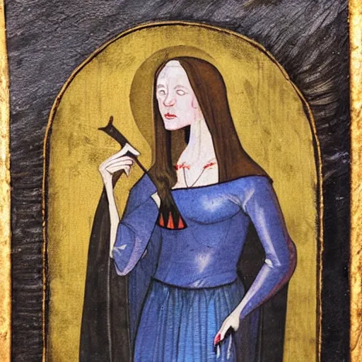 Image similar to female vampire, medieval painting