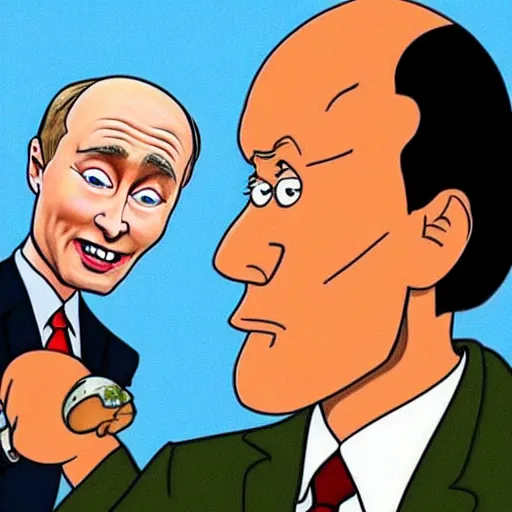 Prompt: Putin in Beavis and Butt-head cartoon