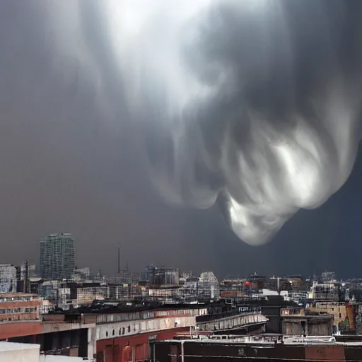 Image similar to gigantic explosion in city