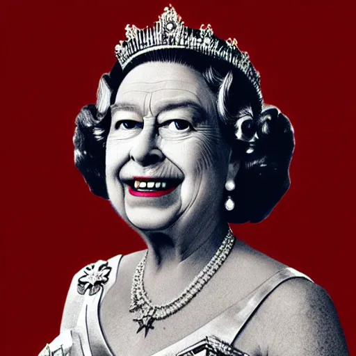 Prompt: The Queen Elizabeth II as wonder woman, photorealism, detailed, square