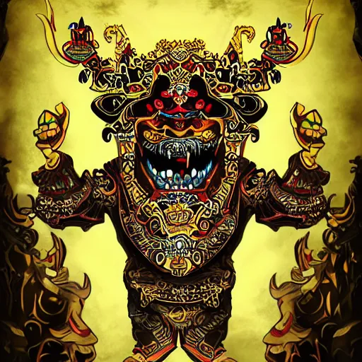 Prompt: barong bali, illustration, digital art, trending artstation