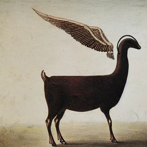 Image similar to goat with goose head and wings