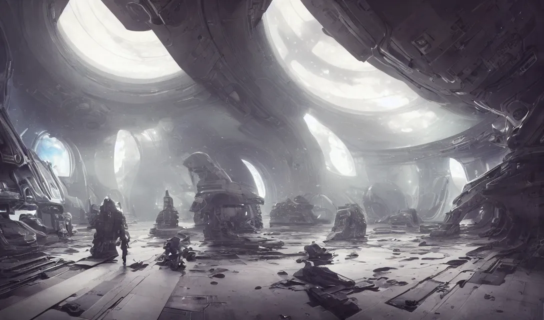 Prompt: Iinside the hallways of the futuristic Moon base by Greg Rutkowski, astronauts waving hello, liminal space, futuristic interior, interior architecture concept, inspired by Stephan Martiniere, fantasy, digital art, professional illustration, realistic, ultra detailed, atmospheric, cinematic lighting, movie concept art, hyper detailed, insanely detailed, corona render, octane render, colorful redshift render, 8k