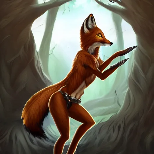 Prompt: award-winning extremely detailed FurAffinity fantasy art of a natural beautiful female warrior fox with a long tail and black paws, 4k, Hibbary, Dark Natasha, Goldenwolf, trending on FurAffinity