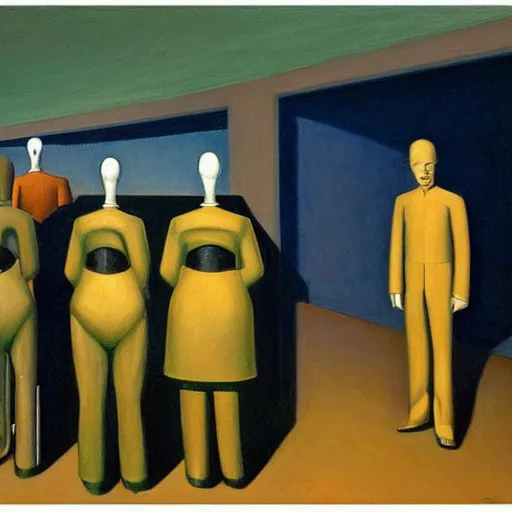 Prompt: a meeting of the robotic leaders in the capital dome, ( ( ( grant wood ) ) ), pj crook, ( ( ( edward hopper ) ) ), oil on canvas