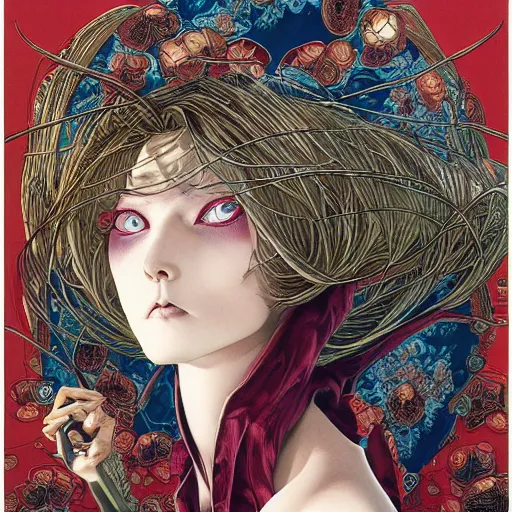 Prompt: portrait of crazy mary virgin, symmetrical, by yoichi hatakenaka, masamune shirow, josan gonzales and dan mumford, ayami kojima, takato yamamoto, barclay shaw, karol bak, yukito kishiro