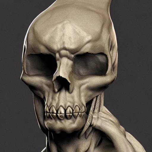 Image similar to a statue of a creature with a skull on it's head, an ambient occlusion render by cedric seaut ( keos masons ), zbrush central contest winner, new sculpture, zbrush, sketchfab, reimagined by industrial light and magic