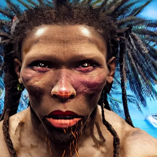 Prompt: king von footage, he still alive in sentinel island, smoke kratom, uhd, hyper realistic, 4 k, extremely detail, style by steve mccury and annie leibovitz