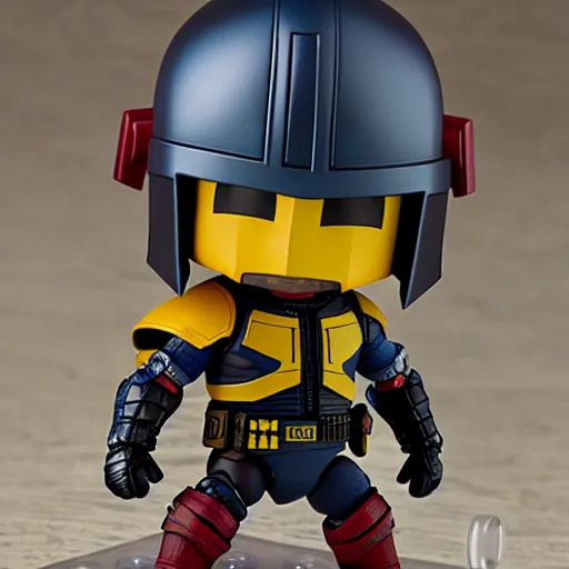 Image similar to nendoroid judge dredd action figure, collectible | | realistic shaded, fine details, realistic shaded lighting poster by greg rutkowski, diego gisbert llorens, magali villeneuve, artgerm, jeremy lipkin and rob rey