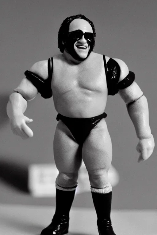 Image similar to danny devito as a 1 9 8 0 s wrestling action figure