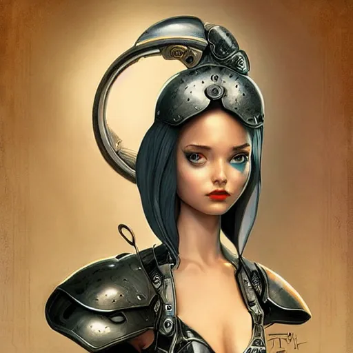 Prompt: Lofi portrait with armor, Pixar style by Joe Fenton and Stanley Artgerm and Tom Bagshaw and Tim Burton