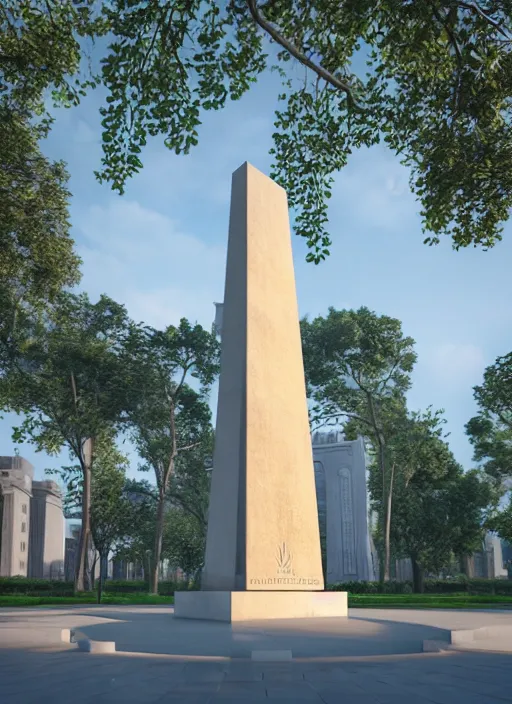 Prompt: highly detailed realistic architecture 3 d render of a futurisctic stele monument made from atomic structure standing in a city park, archdaily, made in unreal engine 4 octane render