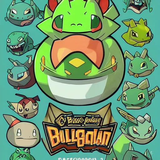 Prompt: nicholas cage face on bulbasaur, pokemon style, trending on artstation, colorful, intricate, art by kev chan