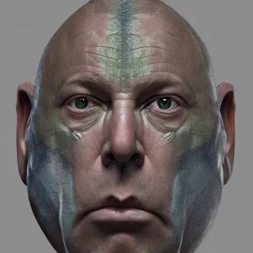 Image similar to hyperrealistic mixed media image of info wars alex jones with ( ( bullfrog mask ) ), stunning 3 d render inspired art by xiang duan and thomas eakes and greg rutkowski, perfect facial symmetry, hyper realistic texture, realistic, highly detailed attributes and atmosphere, dim volumetric cinematic lighting, 8 k octane detailed render, post - processing, masterpiece,