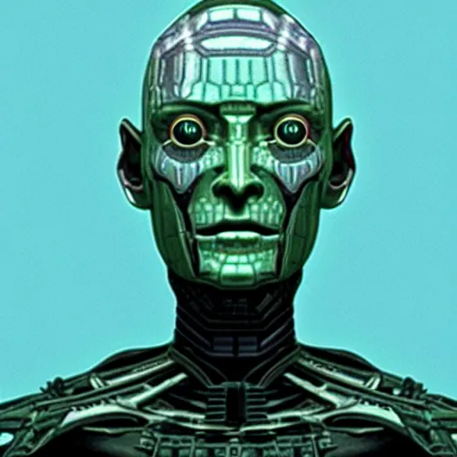 Image similar to Tilda Swinton as SHODAN in System Shock 2