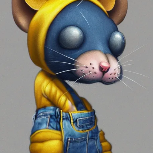 Image similar to anthropomorphic mouse wearing denim short shorts and yellow tank top, highly detailed, artgerm style, artstation, soft light, sharp focus, illustration, character design, concept art