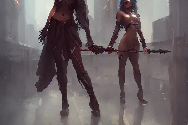 Image similar to seductive goddes holding a grim reapers tool in a modern city in the style of Durand and greg rutkowski, beautiful, geometric, trending on artstation, cinematic