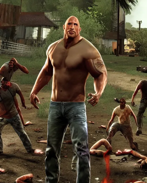 Image similar to dwayne johnson in the game left 4 dead. xbox 3 6 0 graphics