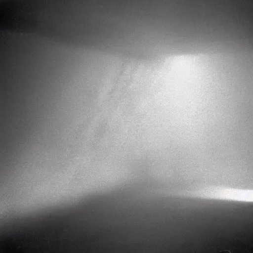 Image similar to volumetric fog in sunbeams entered through window in a dark basement, 1 9 9 0 film