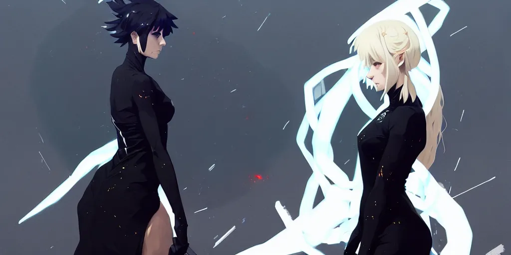 Image similar to a ultradetailed beautiful panting of artoria pendragon in a black dress, by conrad roset, greg rutkowski and makoto shinkai, trending on artstation