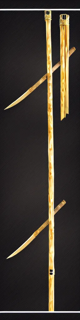 Image similar to picture of a single long futuristic thin ninja staff with ornaments, carving, weapon, cyberpunk, sci - fi, fantasy, close shot, single long stick, bright background