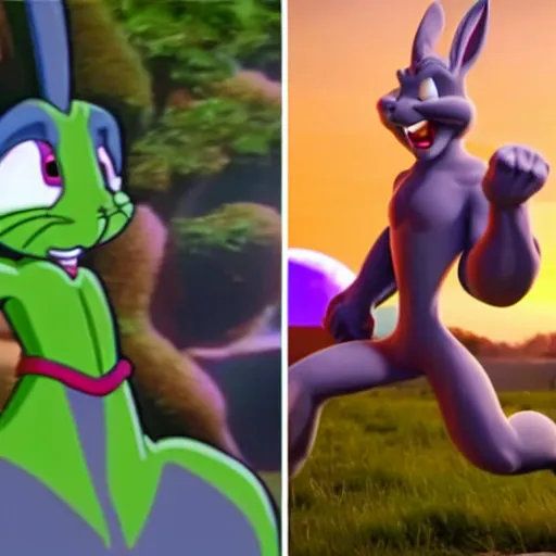 Prompt: bugs bunny vs thanos, ultra realistic, cinematic