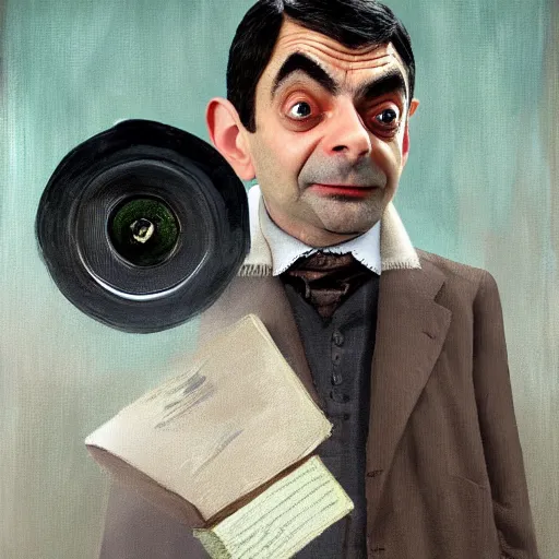 Image similar to Mr. Bean in the style of a painting from Dishonored