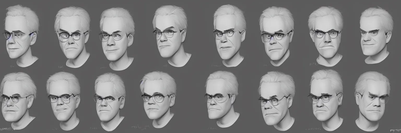 Prompt: character face study of skinny snorexic philip seymour hoffman, clear faces, emotional, character sheet, fine details, concept design, contrast, kim jung gi, pixar and da vinci, trending on artstation, 8 k, full body and head, turnaround, front view, back view, ultra wide angle