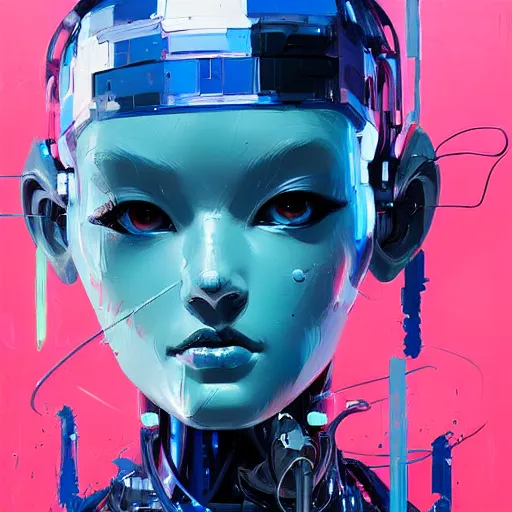 Image similar to palette knife artwork of a cybernetic princess, sharp focus, by james jean, by rossdraws, frank franzzeta, sakimichan