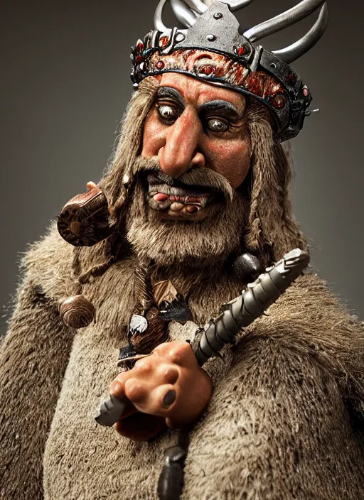 Prompt: 8 5 mm f 1. 8 photograph of a claymation mexican viking, highly detailed diorama, by erwin olaf and anton corbijn, smooth, sharp foccus, commercial photography, fashion shoot