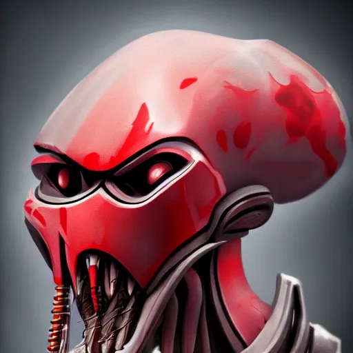 Prompt: general grievous from star wars head coming out of a red mist, trending on artstation, profile pic, centered, accurate anatomy, highly detailed, digital art,