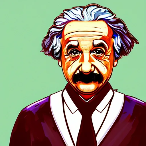 Image similar to illustration gta 5 artwork of albert einstein, in the style of gta 5 loading screen, by stephen bliss