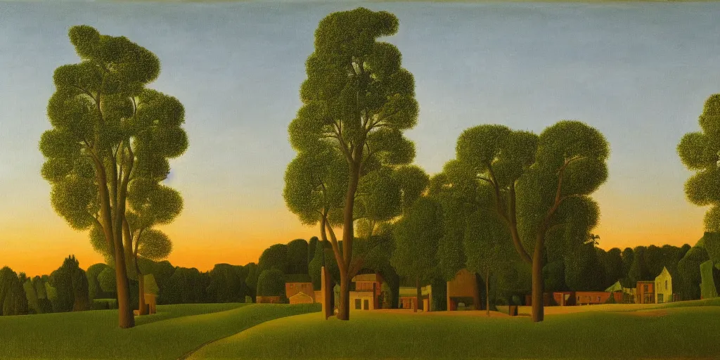 Prompt: a beautiful painting of Woodstock Georgia by Henri Rousseau, golden hour, 8k, 4k